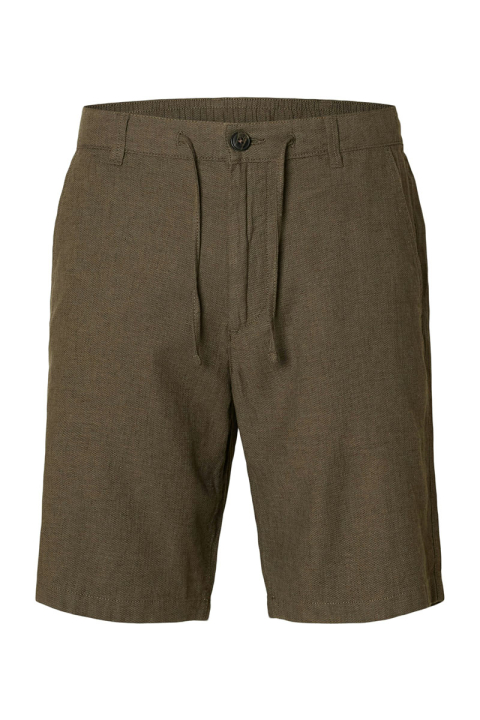 Selected Regular Brody Linen Shorts Forest Night
