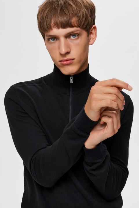 Selected Berg Half Zip Knit Black