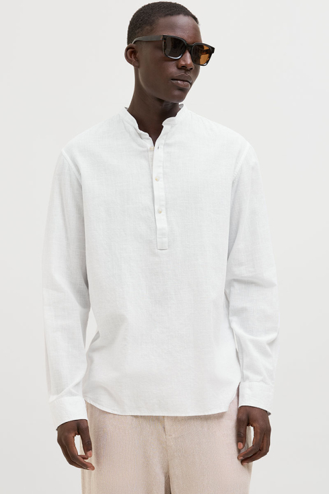 Jack & Jones Summer Half Placket Hemd Ls White