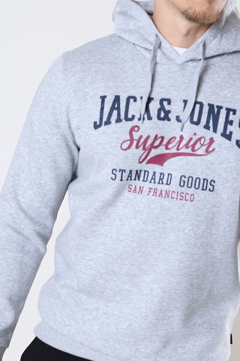 Jack & Jones LOGO SWEAT HOOD 2 COL 22/23 Light Grey Melange