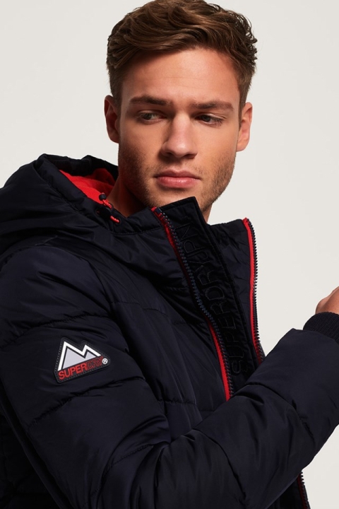 Superdry Sports Puffer Jacke Navy/Bright Red