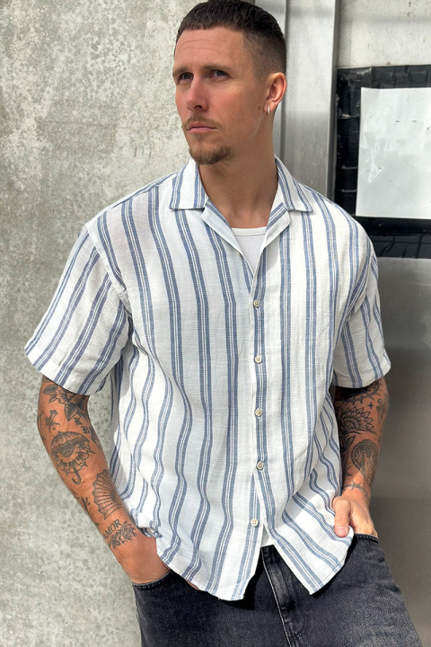 Jack & Jones Enzo Stripe Resort Hemd SS White