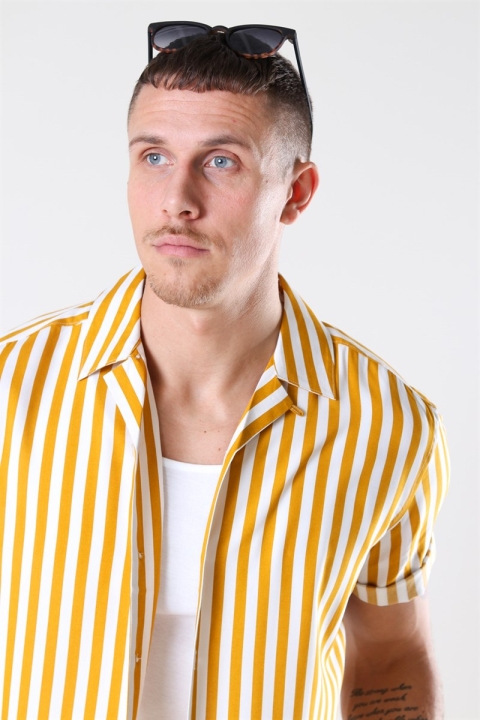 Only & Sons Wayne Striped Viscose Hemd Golden Spice