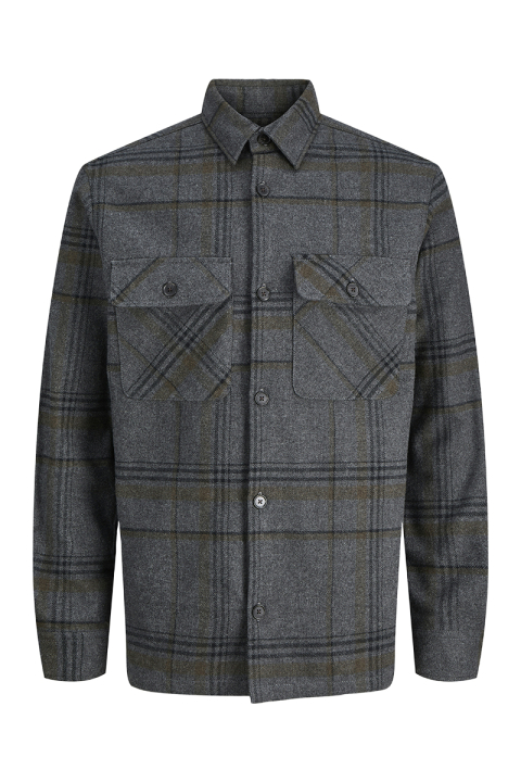 Jack & Jones Rayle Melange Check LS Overshirt Dark Grey