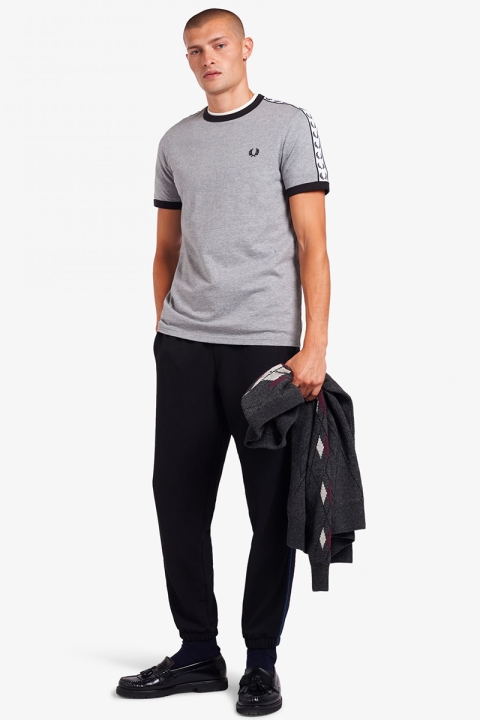Fred Perry TAPED RINGER T-Hemd 291 Steel Marl