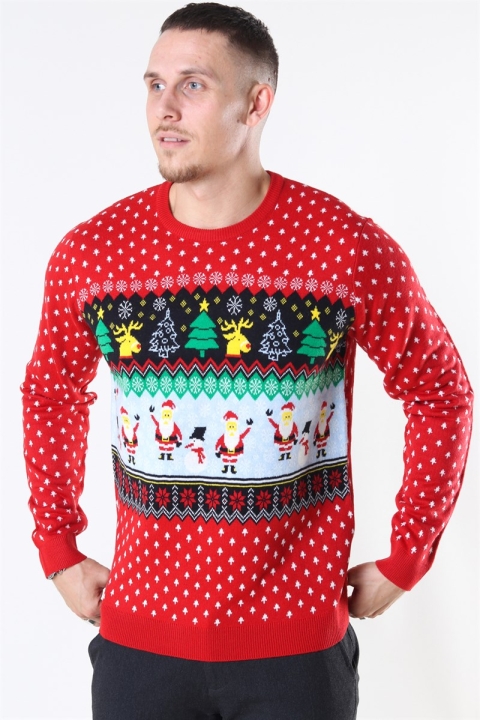 Only & Sons Xmas 7 Funny Top Stricken Pompeian Red