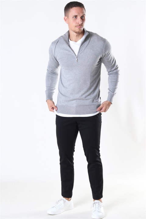 Jeff Argento Half Zip Stricken Light Grey Mix