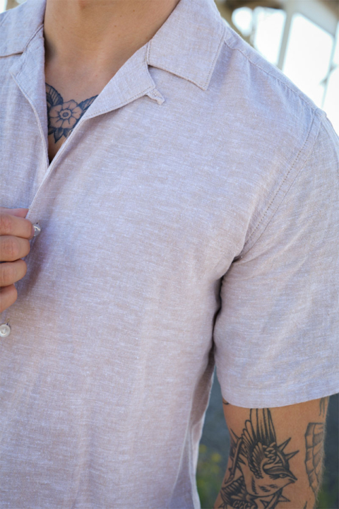 ONLY & SONS Caiden SS Resort Linen Hemd Chinchilla
