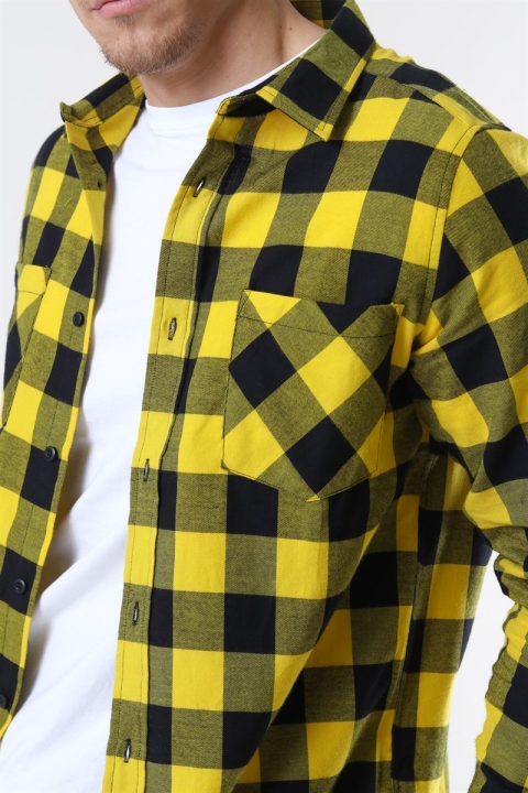 URBAN CLASSICS Checked Flanell Hemd Black/Honey