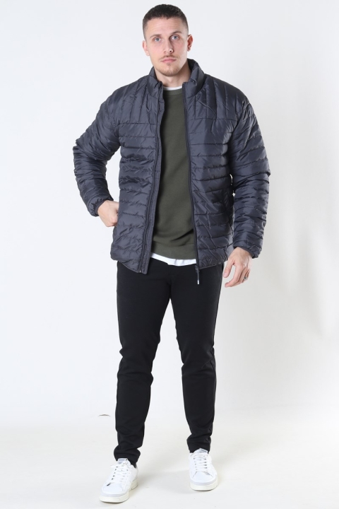 Only & Sons Paul Quilted Highneck Jacke Grey Pinstripe