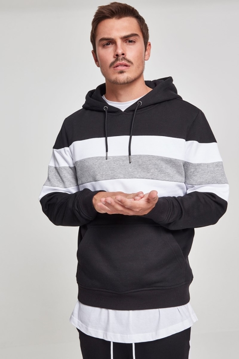 Uhrban Classics Chest Striped Hoody Black/ White/ Grey