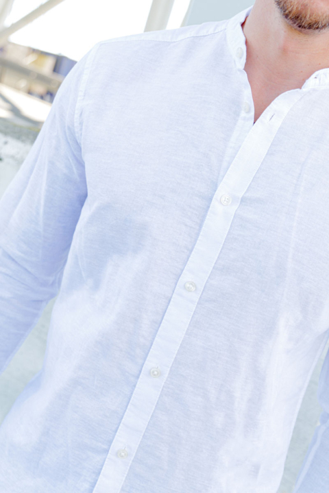 ONLY & SONS CAIDEN LS SOLID LINEN MAO Hemd White