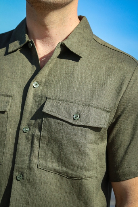 ONLY & SONS Kari Relaxed SS Hemd Viscose Linen Olive Night