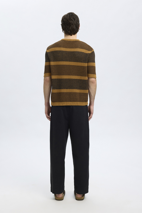 Selected Ginger SS Knit Relaxed Fit Stripe Tee Chipmunk