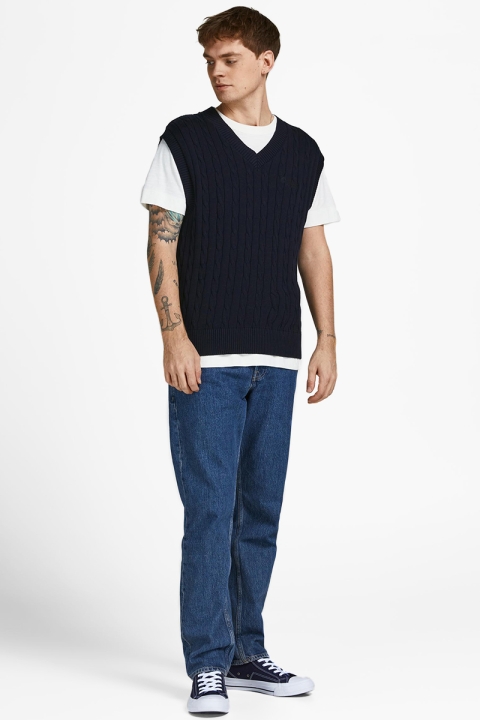 Jack & Jones JORNEO KNIT CABLE VEST Navy Blazer