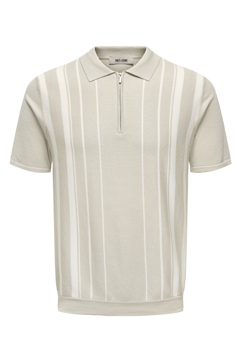 ONLY & SONS Wyler Regular Fit Zip Polo Knit Silver Lining