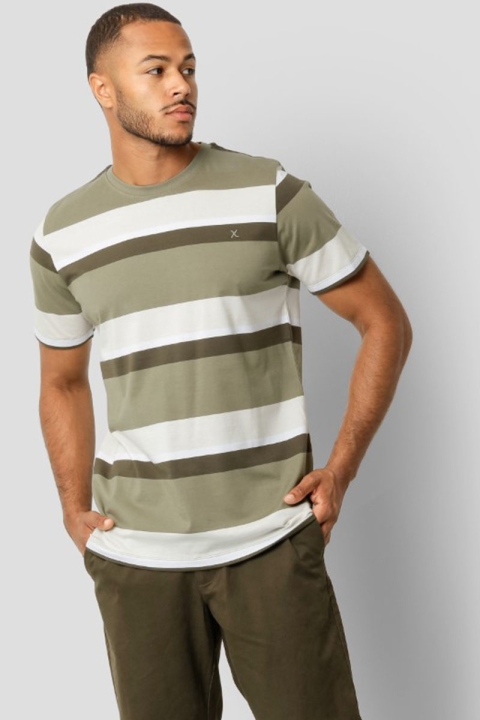 Clean Cut Copenhagen Bradley Cotton Tee Dusty Green/Ecru