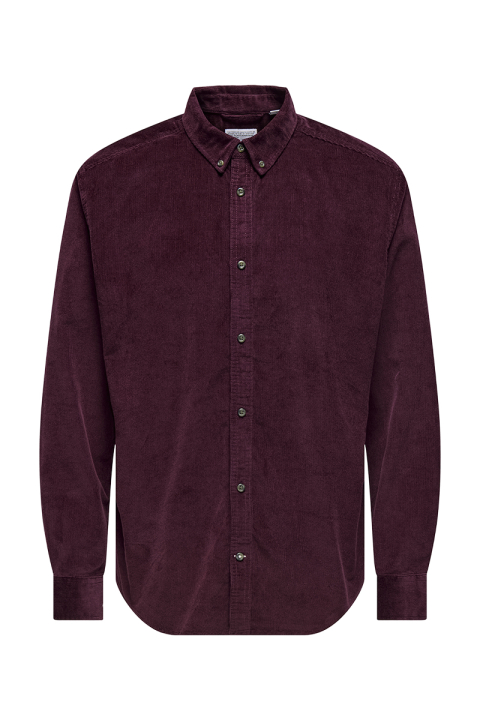 ONLY & SONS Michael Regular Fit Stretch Cord Hemd LS Port Royale