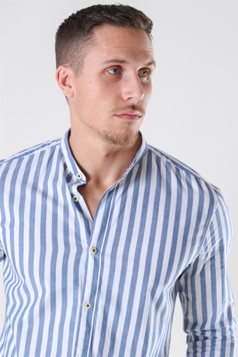 Only & Sons Matthew LS Stripe Manderine Hemd Dark Blue