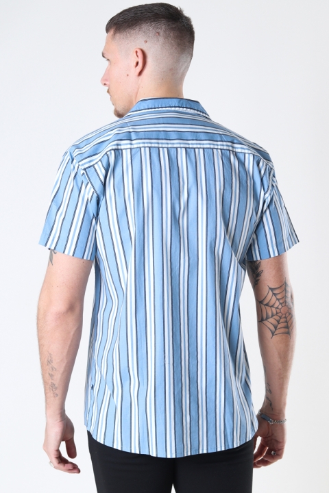 Kronstadt Cuba printed stripe s/s Hemd Light Blue