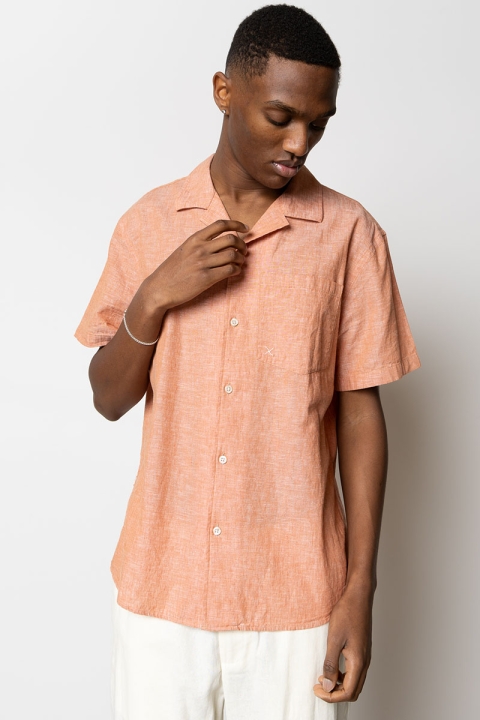 Clean Cut Copenhagen Giles Bowling Hemd S/S Orange Melange