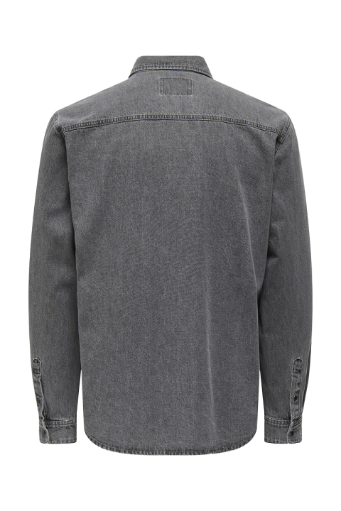 ONLY & SONS Bane Regular Fit Denim Hemd Light Grey Denim