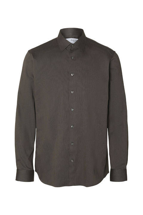 Selected Performance Stretch LS Hemd Morel Mixed Black