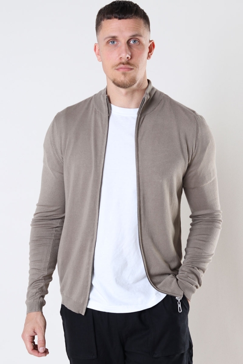 JEFF LAUGE FULL ZIP CARDIGAN Dark Beige