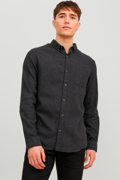 Jack & Jones Classic Melange Hemd L/S Dark Grey Melange