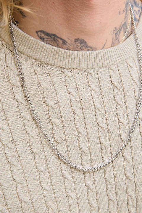 Jack & Jones Emil Knit Cable Crew Neck Oatmeal
