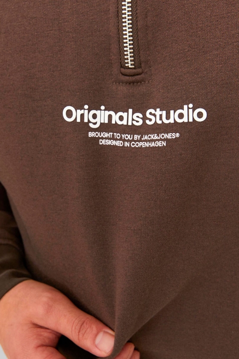 Jack & Jones Vesterbro Sweat Half Zip Chocolate Brown
