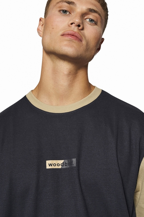 Woodbird Flans Sport Tee Navy-ecru