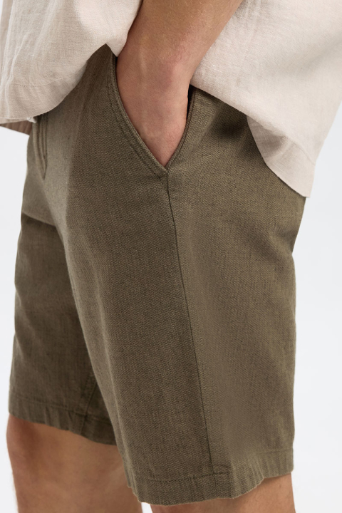Selected Regular Brody Linen Shorts Forest Night