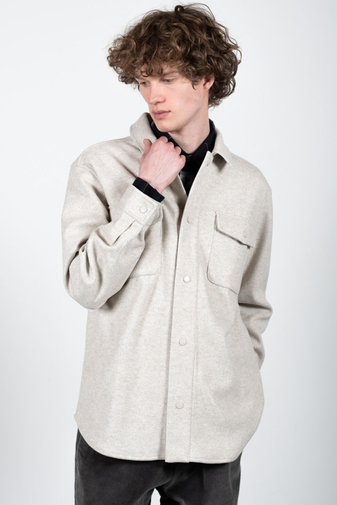 Clean Cut Copenhagen Dean Bonded Overshirt Soft Sand Melange