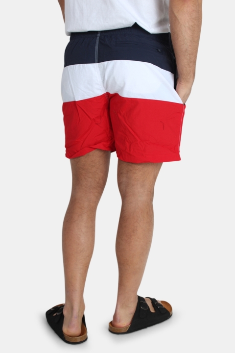 Urban Classics Color Block Badehose Firered/Navy/white
