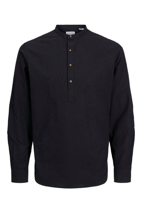 Jack & Jones Summer Half Placket Hemd LS Black