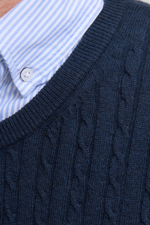 Jack & Jones Emil Knit Cable Crew Neck Navy Blazer