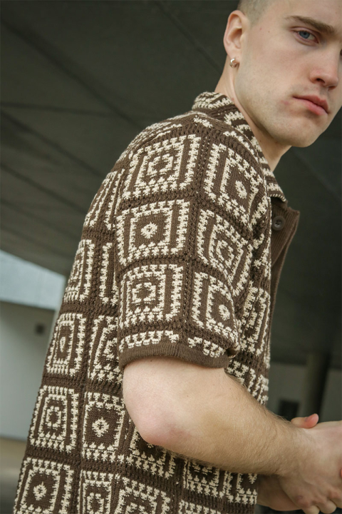 ONLY & SONS Bart Relaxed Fit SS Knit Hemd Demitasse