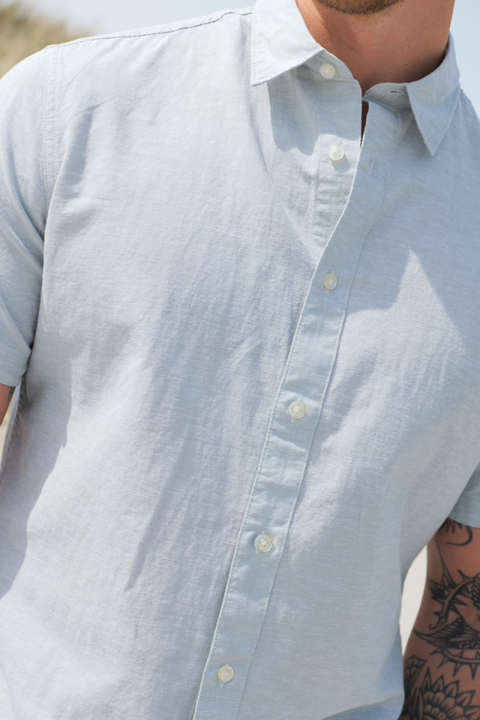 Selected Regular Sun Linen Hemd SS Iceberg Green / White
