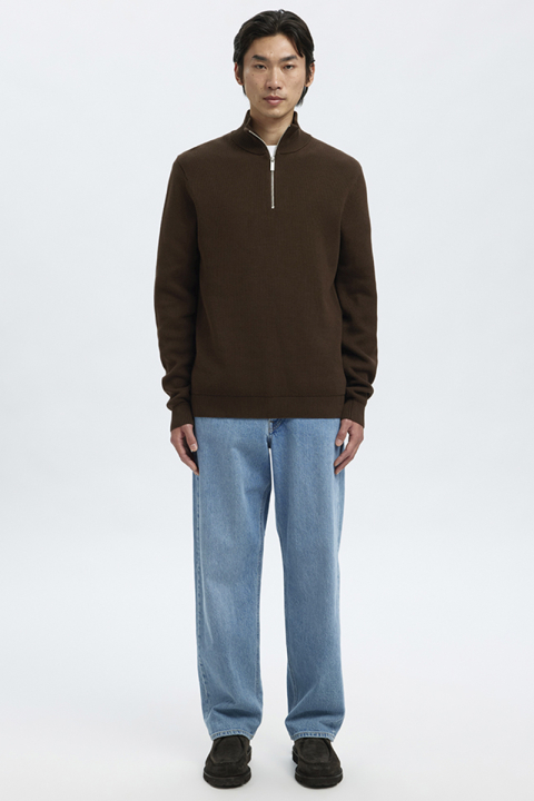 Selected Dane LS Structure Knit Kalf Zip Demitasse