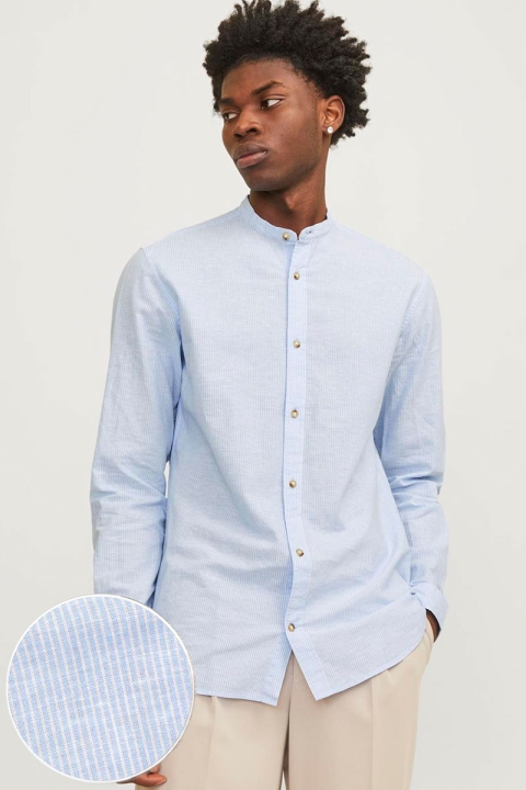 Jack & Jones Summer Band Linen Hemd LS Cashmere Blue Stripe