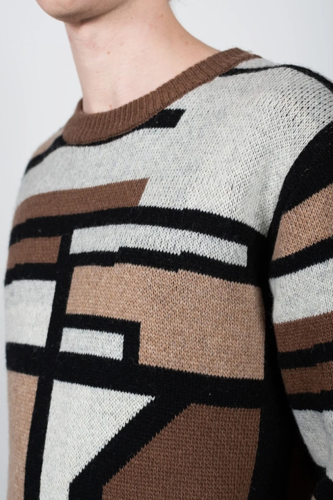 Clean Cut Copenhagen Jones O-Neck Knit Brown Mix
