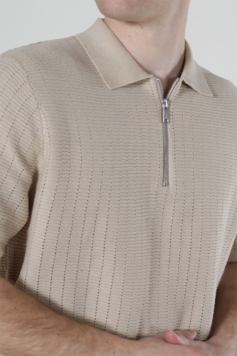 ONLY & SONS Domi Structure Half Zip Polo Silver Lining