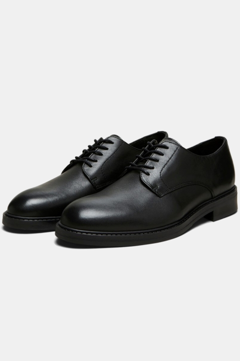 Selected SLHBLAKE LEATHER DERBY SHOE B NOOS Black