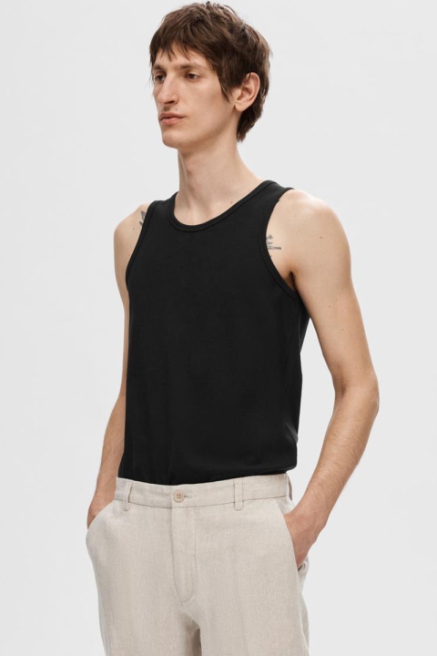 Selected Spencer Rib Tank Top Black