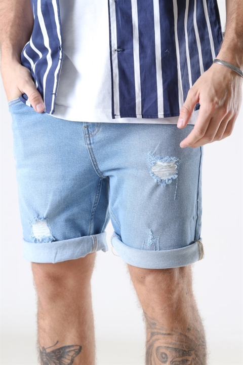 Denim Project Mr Orange Denim Shorts Light Blue Destroy