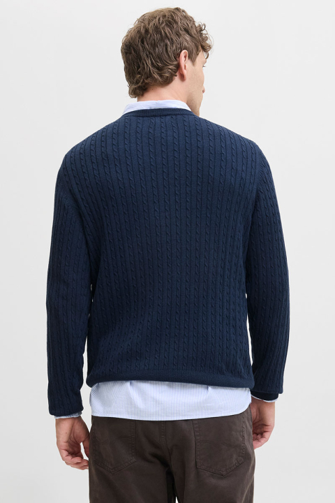 Jack & Jones Emil Knit Cable Crew Neck Navy Blazer