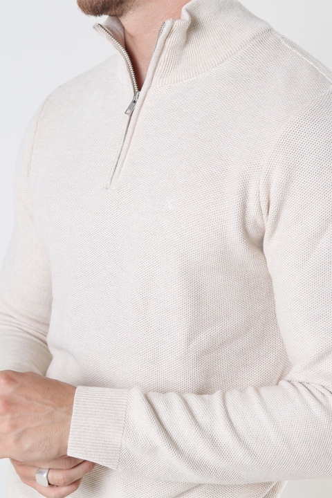 Clean Cut Copenhagen Lauritz 1/2 Zip Knit Ecru Melange