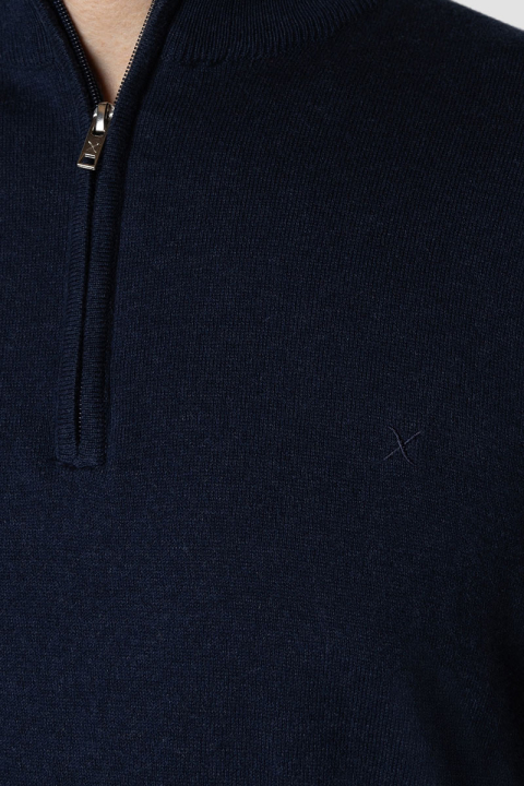 Clean Cut Copenhagen Claude half zip knit Navy Melange
