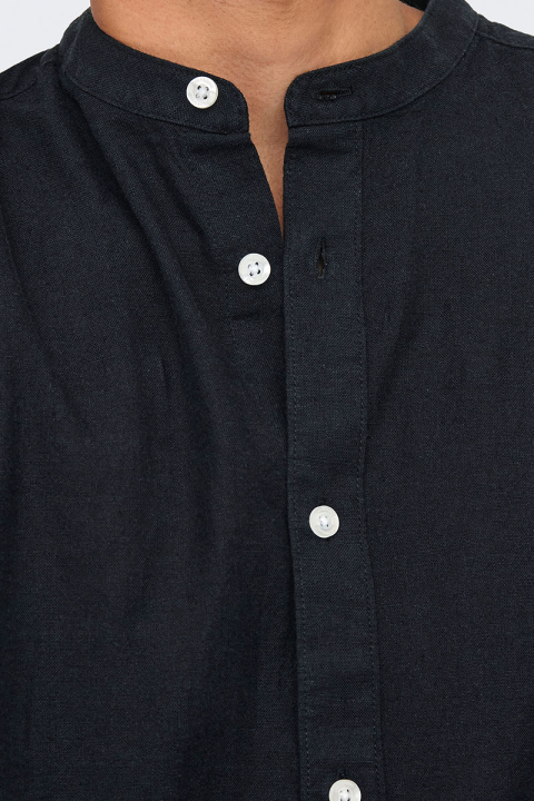 ONLY & SONS CAIDEN LS SOLID LINEN MAO Hemd Black